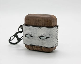 Custom Leather Airpods Case, Unique Eye Design, Handmade