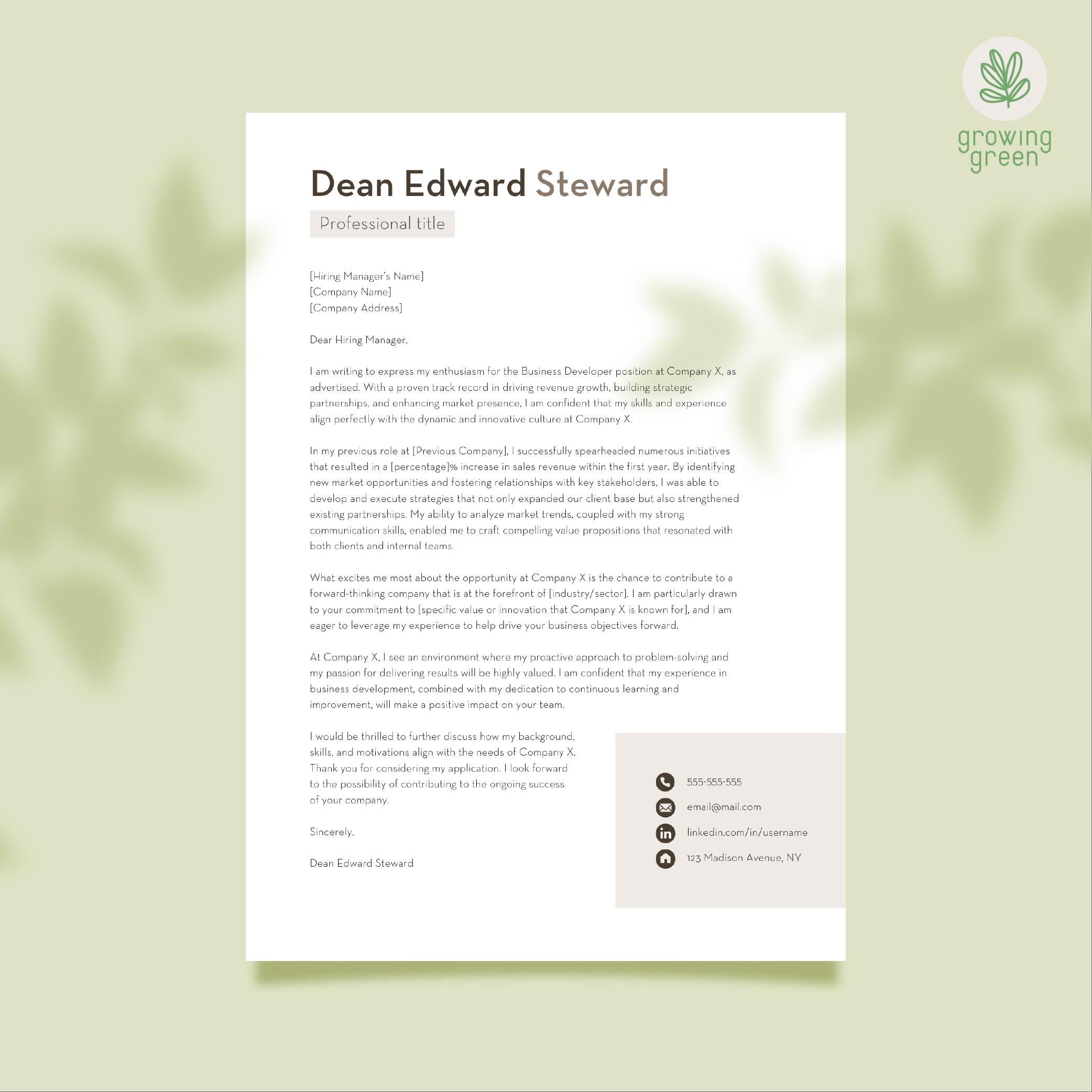 Editable Modern Resume Template Canva CV Template & Cover Letter - Etsy UK