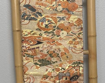Authentic Vintage Japanese Silk Fukuro Obi 100% Design On Front and back In Full Length Unmodified