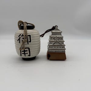 Vintage Japanese Pagoda And Lantern Clay Bells
