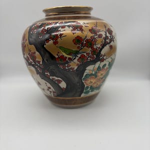 10” Kutani Ware Blossom and Bird Vintage Vase