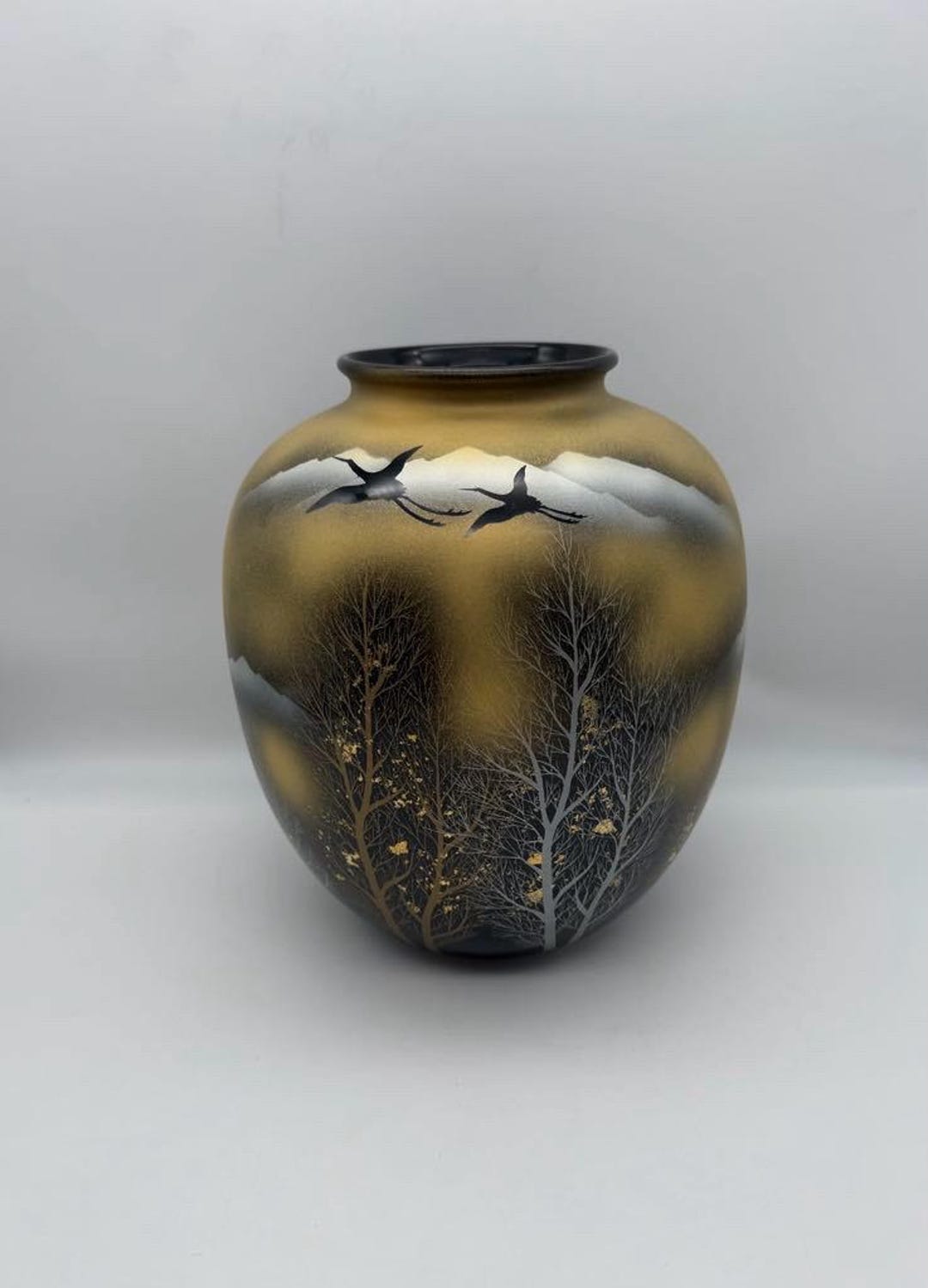 九谷焼　金雲木立10号花瓶 10インチ九谷焼 金雲立木花瓶 - Etsy 日本