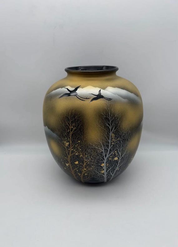 九谷焼　金雲木立10号花瓶 10インチ九谷焼 金雲立木花瓶 - Etsy 日本