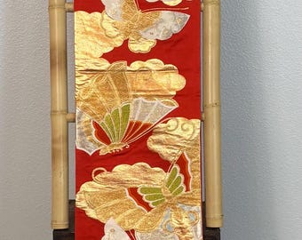 Authentic Japanese Butterfly Design Silk Fukuro Obi