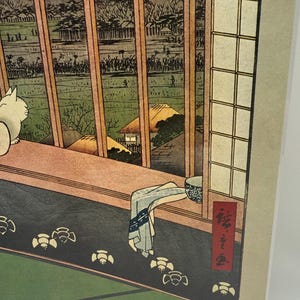Traditional Japanese Hiroshige Landscape Artwork On Paper 10” x 14.5”