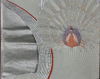 Obi Fukuro de seda japonesa vintage, de longitud completa y en estado original.