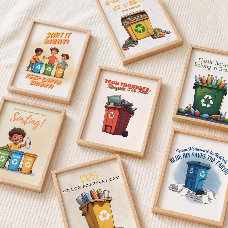 Recycling Poster for Kids: Waste Sorting Chart, Eco Education (digital ...