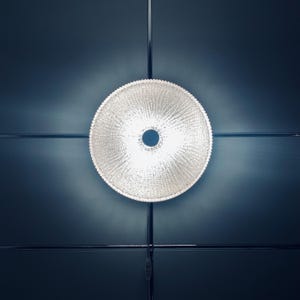 Vintage Glashütte Limburg Infälld vägglampa Mid Century Modern tysk isglas