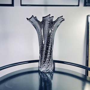 Reserved for B. Black and Silver Murano Glass Vase, Formia Vetri Di Murano, Collectors Item