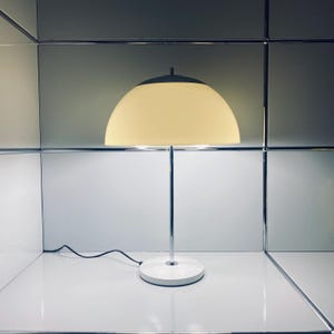 Unilux Mushroom Lamp for Space Age Decor Vintage 1970s French MCM Table Light in Chrome