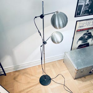 Danish 1970s Silver Swing Arm Eyeball Floor Lamp by FRANDSEN