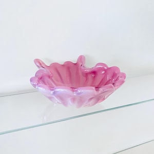 Vintage Opaline Pink Murano Shell Bowl, Vetri di Murano Art Glass