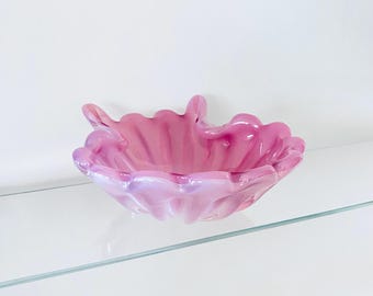 Vintage Murano Schale Opal Pink Schale, Vetri di Murano Art Glass