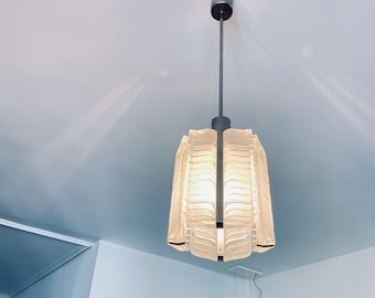 Vintage Kalmar-hanglamp van glas en nikkel, jaren 60 Oostenrijk, modern midden van de eeuw