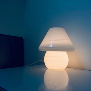 Murano Mushroom Lamp for Bedsides Vintage 1970s Italian Swirl Glass Table Light