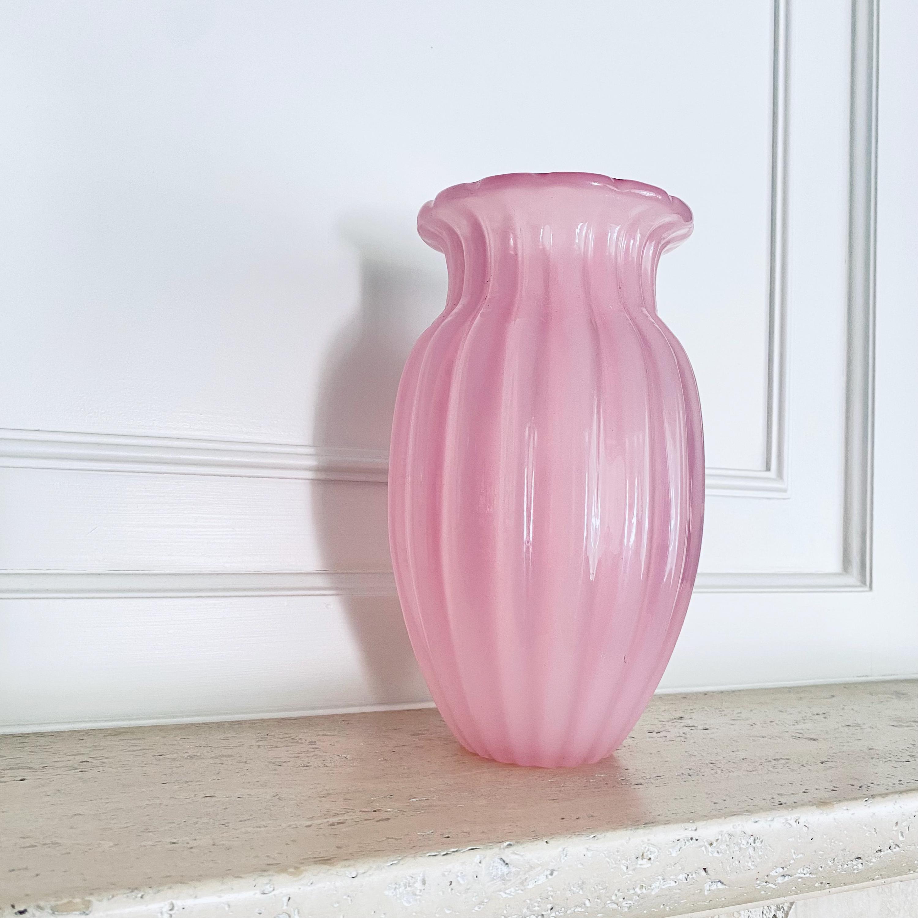 ヴィンテージ ピンク ムラーノ ガラス花瓶、Formia Vetri Di