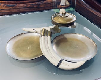 Vintage Tusk Handled Silver Plate Vide-Poche – Mid-Century Modern