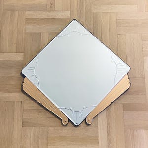 Art Deco Mirror for Eclectic Design 1930s French Diamond Shaped Etched Wall Mirror