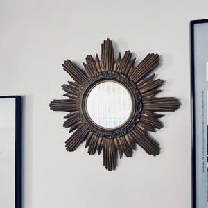 Vintage gouden Italiaanse Sunburst-spiegel, Hollywood Regency-stijl