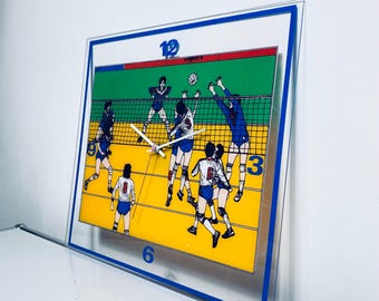 Vintage Volleyball Clock for 80s Retro Kids Room Decor