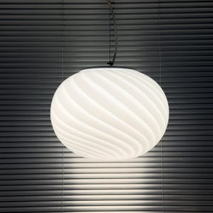 Lámpara colgante vintage de cristal de Murano con diseño en espiral, estilo italiano de mediados de siglo, lámpara de globo colgante, araña de cristal.