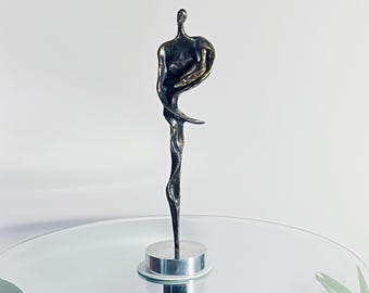 Vintage Mother and Child Bronze Sculpture, Signed Art Piece