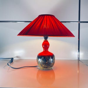 Vintage West German Fat Lava Lamp Red Ceramic Mid Century Modern Lighting