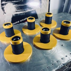 6 Space Age Sconces for Piu Luce, Vintage Yellow Black Sconces, 80s Italian Modern Lighting
