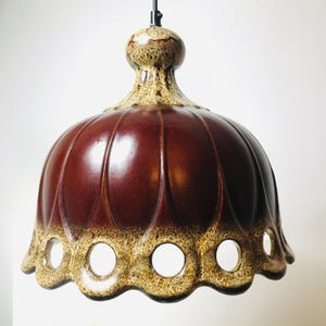 Vintage ceramic pendant light mid century hanging ceiling lamp retro drip glaze pottery lighting