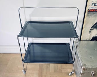 Mid Century Vintage Folding Bar Cart Drinks Trolley, Folding Service Trolley