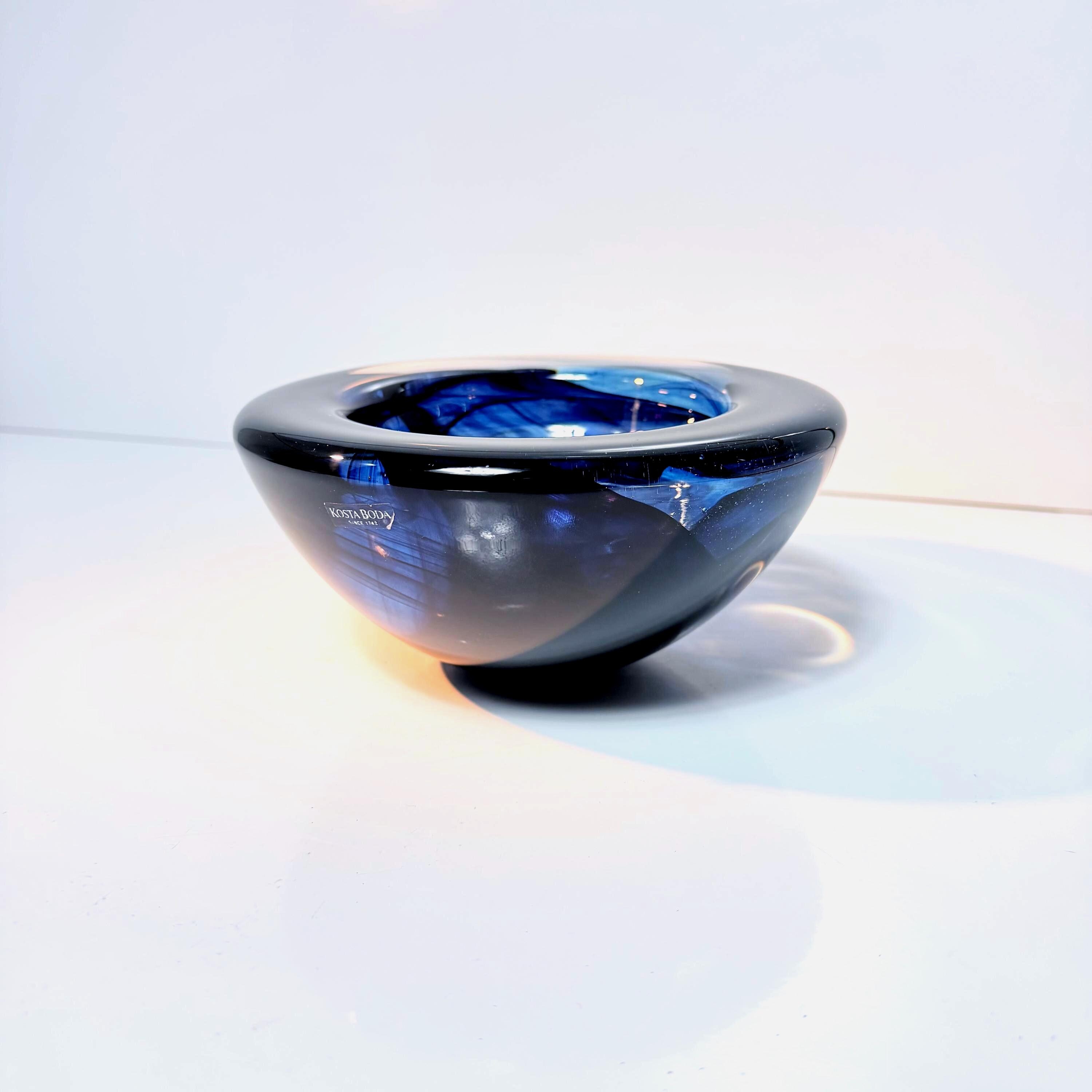 Kosta Boda Vaso Contrasto Blu - Design Di Anna Ehrner, Altezza 20 Cm - Vetro Artistico Svedese