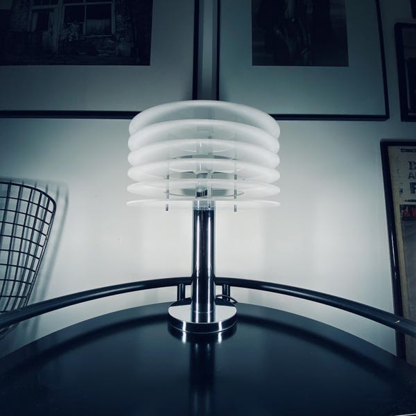 Mid Century Space Age Chrom & Acryl Tischlampe, 1970er Jahre