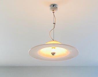 Vintage roze hanglamp van muranoglas, ufo-ruimtetijdperk-ontwerp