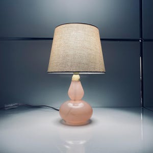 Vintage Soft Pink Murano Glass Lamp – Retro Midcentury Table Light