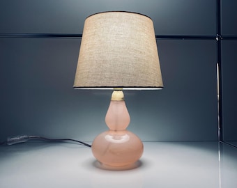 Vintage Soft Pink Murano Glass Lamp – Retro Midcentury Table Light