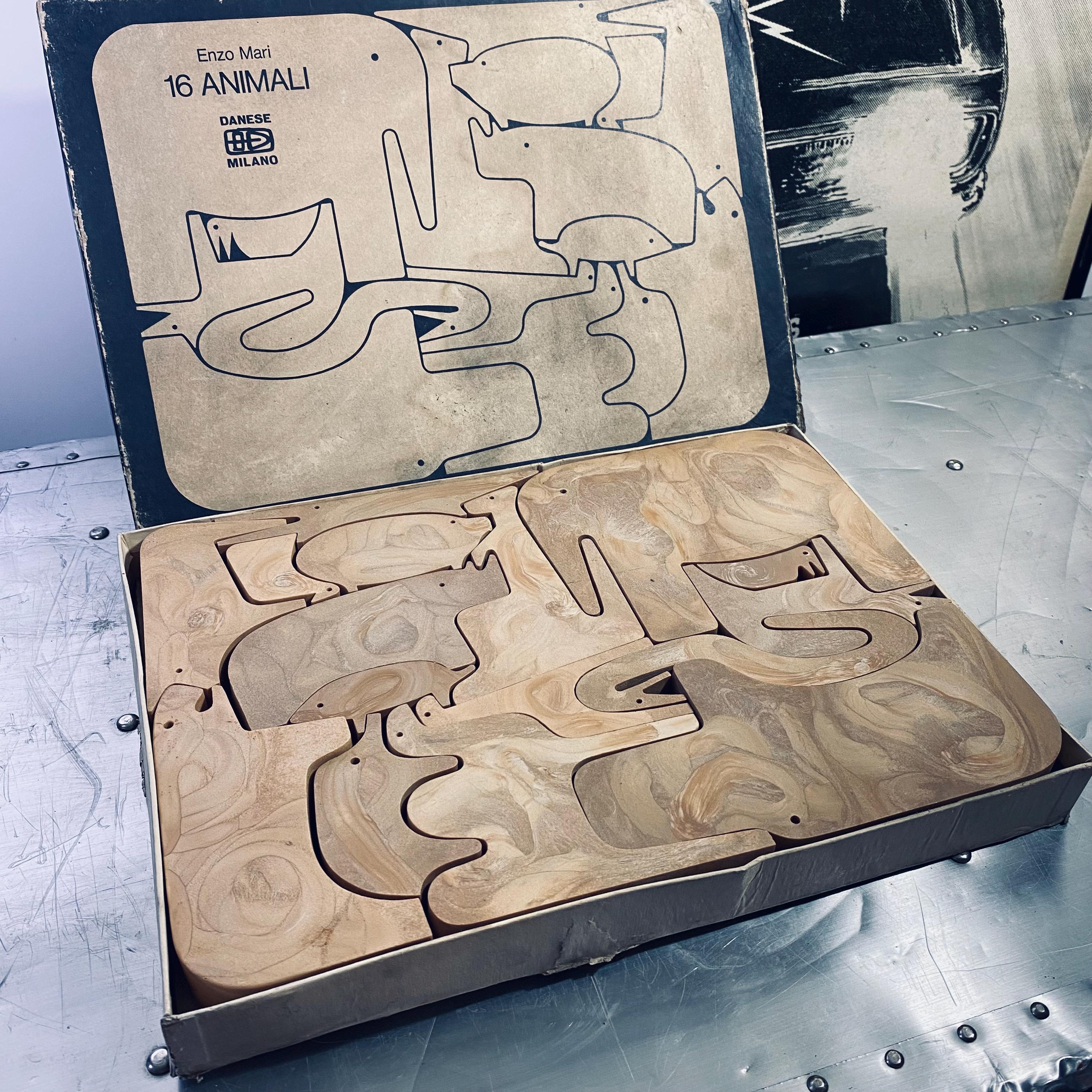 Vintage Enzo Mari 16 Animali Puzzle – 1972 Edition for Danese