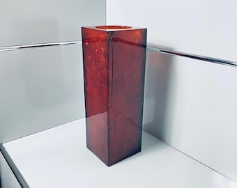 Vintage Amber Resin Vase, Mid Century Modern Lucite Planter