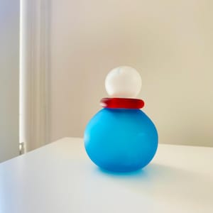 Vintage 1980s Italian Postmodern Murano Art Glass Bottle Sottsass Style Memphis Design Collector Sculpture