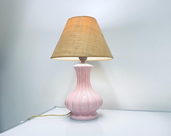 SOSHO セラミックアクセントランプ ヴィンテージ シェードランプ ピンク ヴィンテージ80年代、テーブルランプ、ピンクセラミック、ピンクと