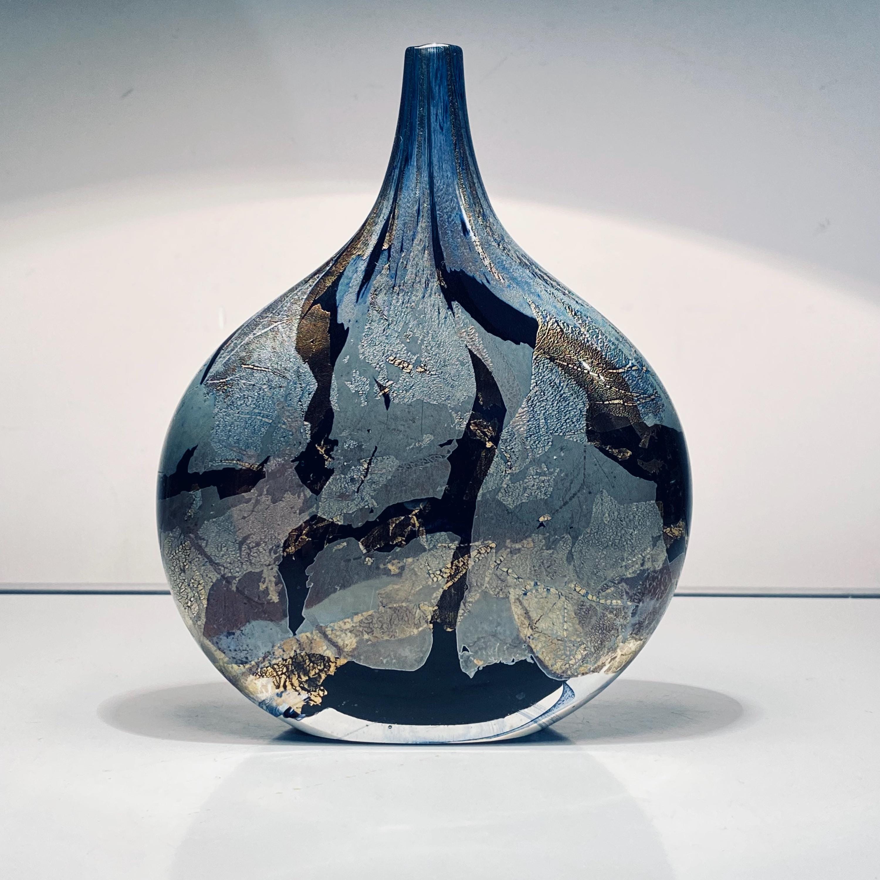 Michael Harris Art Glass Vase Isle of Wight Azurene Lollipop Vase