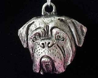 Necklace Silver Plated Dog Pendant on a Snake Chain ArtDog Dogue de Bordeaux