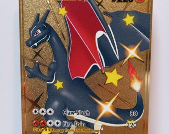 Charizard V Champion's Path Shiny Gold Metal Pokemon Card