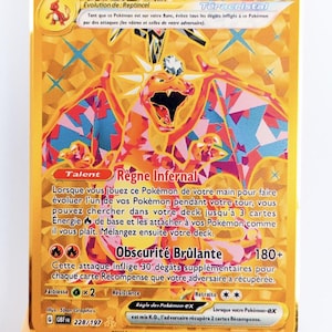 Carte Pokémon en métal - Dracaufeu EX - flammes obsédiennes - version française metal card
