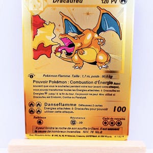 Metall-Pokemon-Karte – Charizard Edition 1 Level 2 – Französische Version