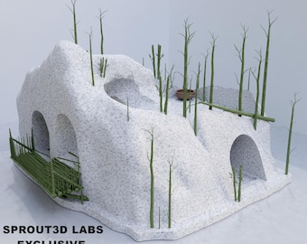 Luxury Hermit Crab Enrichment Playground - Bamboo Forest Hermit Crab Home, Hermit Crab Toys, Snake, Mice, Frogs, Gerbil, Climb, Food, Bath