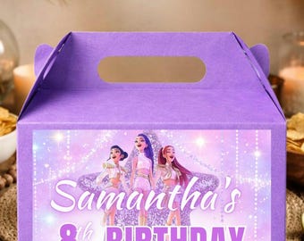 K-Pop Demon Hunters Birthday Gable Box Label Template | Customizable Party Favor