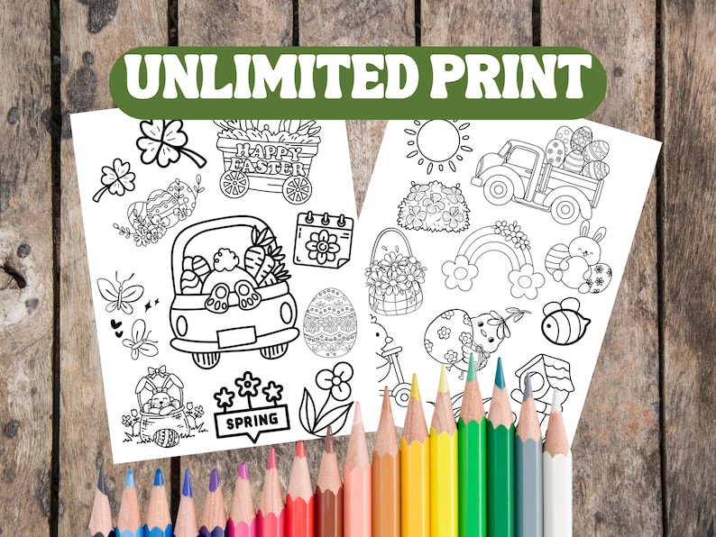 6 Pages Spring Themed Coloring Book , Relaxing Coloring Book for Kids ...