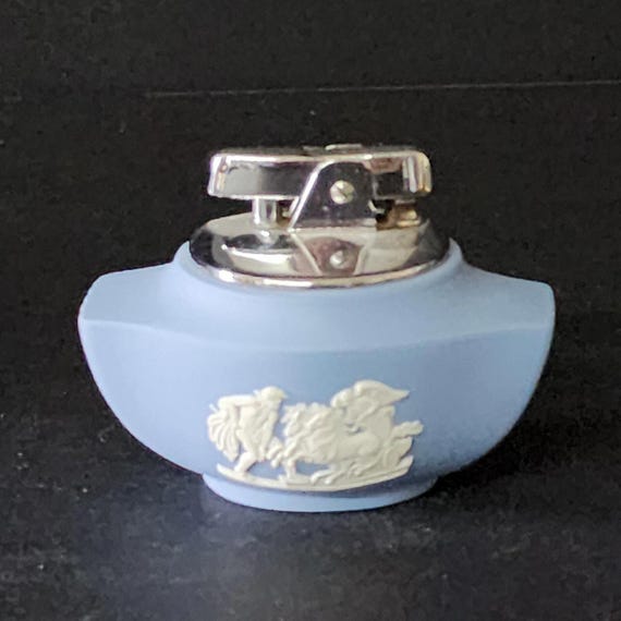 1956 Wedgwood Oval Cigarette Lighter Ronson Element Blue Jasperware Ulysses