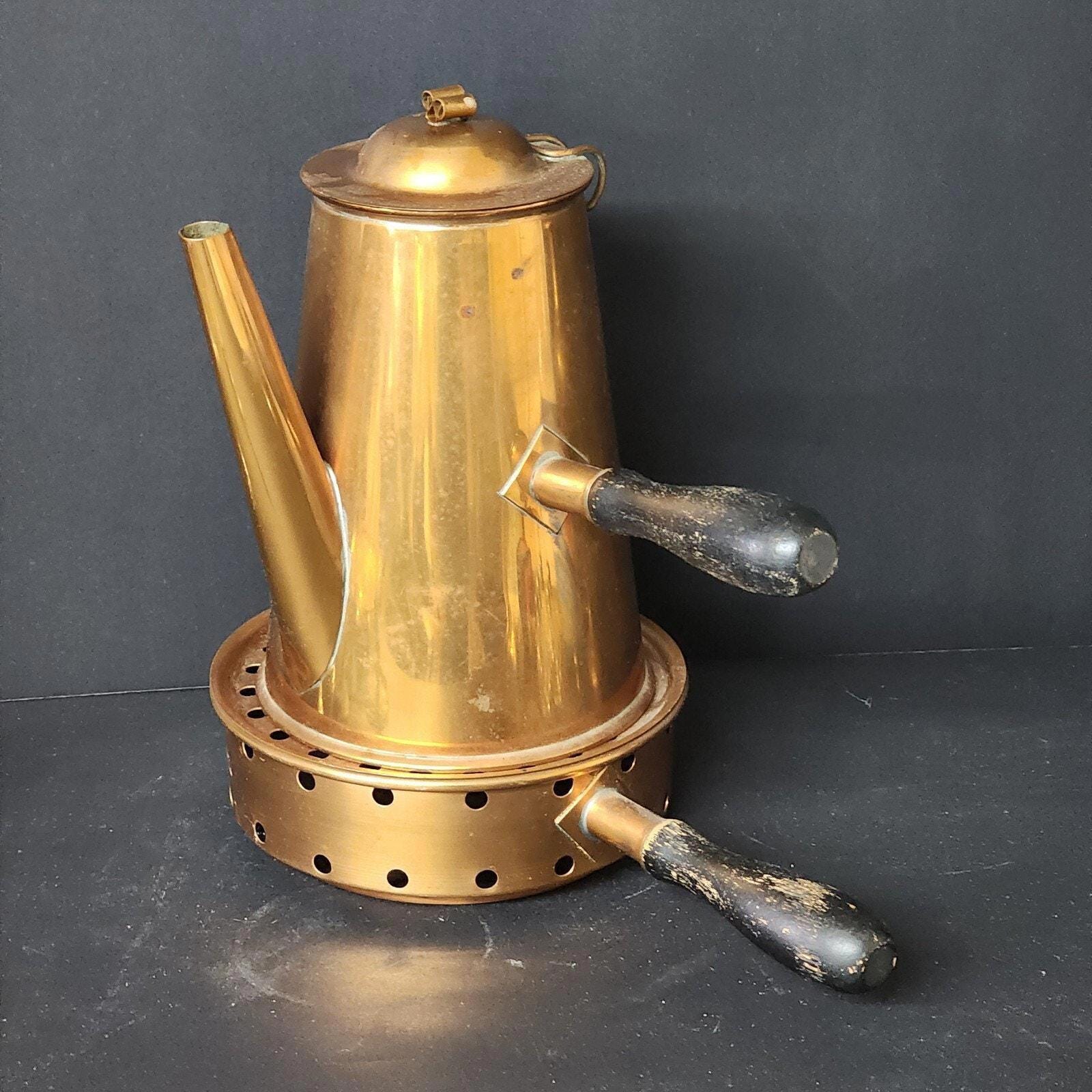 【Joseph Rodgers】 エドワーディアンのコーヒーポット Vintage E.W. ALLEN Copper Tea Coffee Chocolate Pot With Heater and