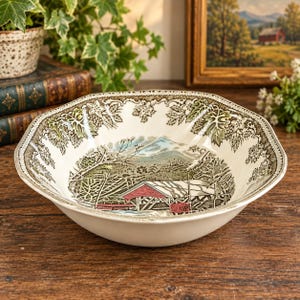 Vintage Johnson Brothers Friendly Village Covered Bridge Bowl, Engeland, 15 cm